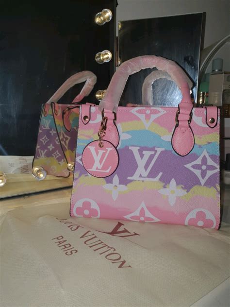 pink blue yellow louis vuitton bag